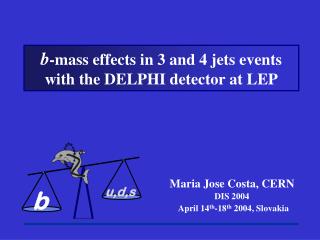 b -mass effects in 3 and 4 jets events with the DELPHI detector at LEP