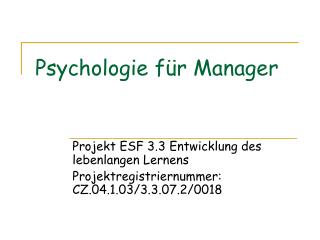 Psychologie für Manager