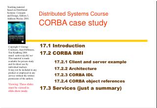 Distributed Systems Course CORBA case study