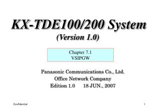 Panasonic Communications Co., Ltd. Office Network Company Edition 1.0 18 JUN., 2007