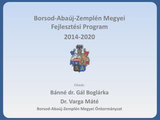 Borsod-Abaúj-Zemplén Megyei Fejlesztési Program 2014-2020 Előadó: Bánné dr. Gál Boglárka