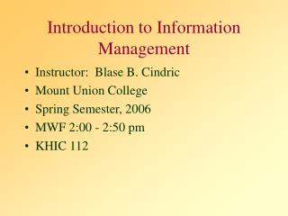 Introduction to Information Management