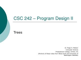 CSC 242 – Program Design II