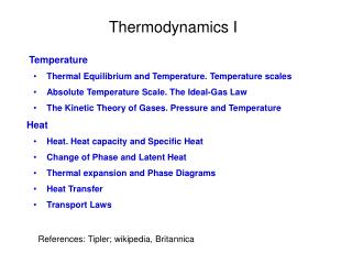Thermodynamics I