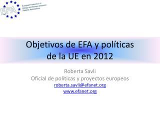 Objetivos de EFA y políticas de la UE en 2012