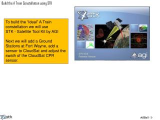 To build the “ideal” A Train constellation we will use STK - Satellite Tool Kit by AGI