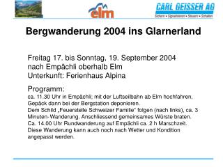 Bergwanderung 2004 ins Glarnerland