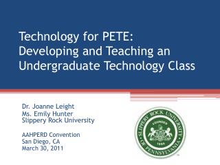 Technology for PETE: Developing and Teaching an Undergraduate Technology Class
