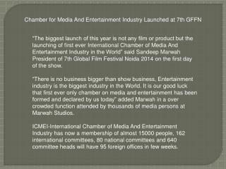 Chamber for Media And Entertainment Industry Launched GFFN