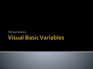 Visual Basic Variables