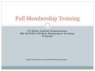 Full Membership Training