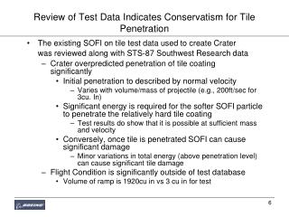 Review of Test Data Indicates Conservatism for Tile Penetration