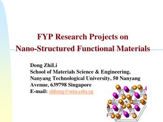 FYP Research Projects on Nano-Structured Functional Materials
