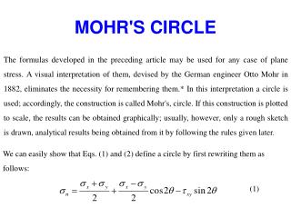 MOHR'S CIRCLE
