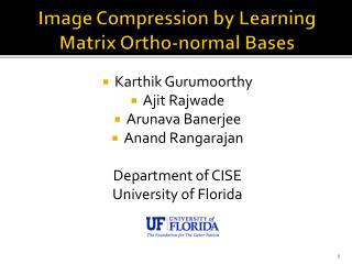 Image Compression by Learning Matrix Ortho-normal Bases