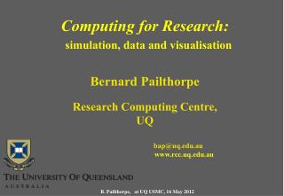 Computing for Research: simulation, data and visualisation