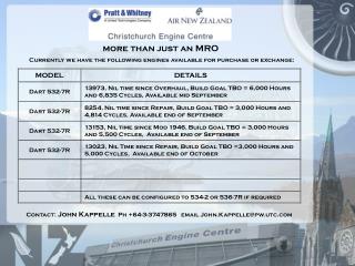 more than just an MRO Currently we have the following engines available for purchase or exchange: