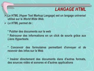 LANGAGE HTML