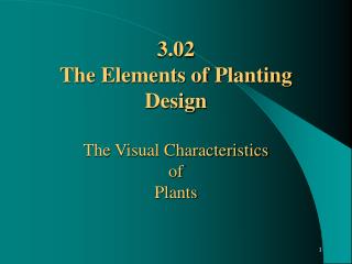 3.02 The Elements of Planting Design The Visual Characteristics of Plants