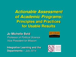 Actionable Assessment of Academic Programs: Principles and Practices for Usable Results