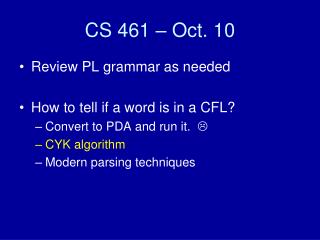 CS 461 – Oct. 10