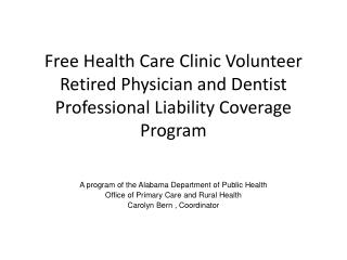 A program of the Alabama Department of Public Health Office of Primary Care and Rural Health