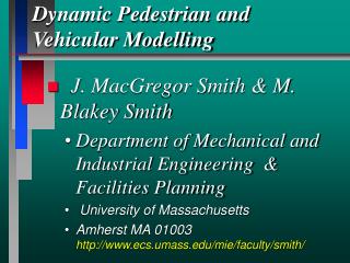 Dynamic Pedestrian and Vehicular Modelling