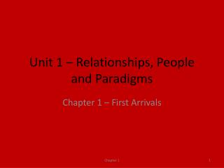 Unit 1 – Relationships, People and Paradigms