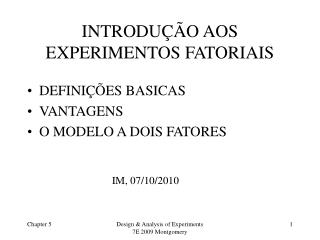 INTRODUÇÃO AOS EXPERIMENTOS FATORIAIS