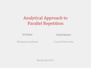 Analytical Approach to Parallel Repetition