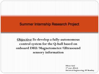 Summer Internship Research Project
