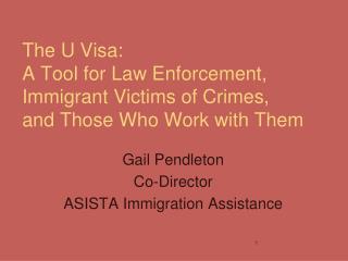 The U Visa: A Tool for Law Enforcement, Immigrant Victims of Crimes, and Those Who Work with Them
