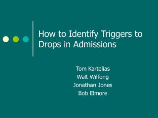 How to Identify Triggers to Drops in Admissions