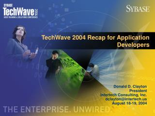 TechWave 2004 Recap for Application Developers