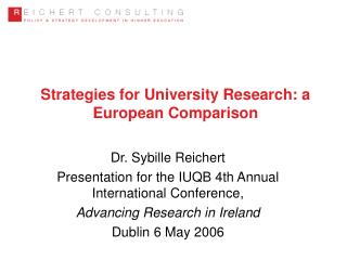 Strategies for University Research: a European Comparison