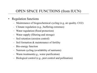OPEN SPACE FUNCTIONS (from IUCN)