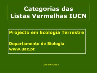 Categorias das Listas Vermelhas IUCN