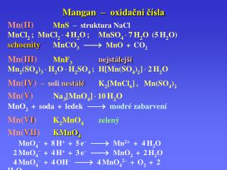 Mangan – oxidační čísla