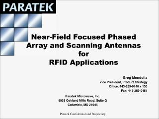 Near-Field Focused Phased Array and Scanning Antennas for RFID Applications