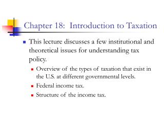Chapter 18: Introduction to Taxation