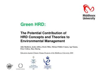 Green HRD: The Potential Contribution of HRD Concepts and Theories to Environmental Management