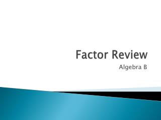 Factor Review