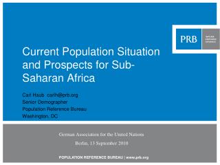 Current Population Situation and Prospects for Sub-Saharan Africa