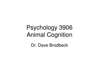 Psychology 3906 Animal Cognition