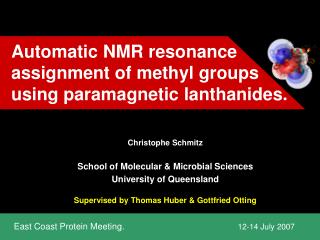 Automatic NMR resonance assignment of methyl groups using paramagnetic lanthanides.
