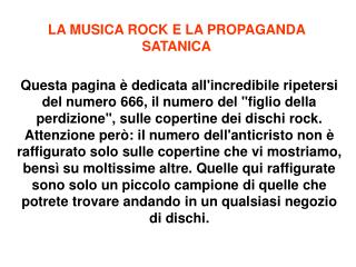 LA MUSICA ROCK E LA PROPAGANDA SATANICA