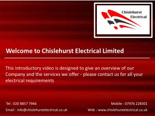 Welcome to Chislehurst Electrical Limited