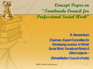 Concept Paper on “Tamilnadu Council for Professional Social Work”