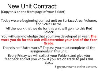 New Unit Contract: