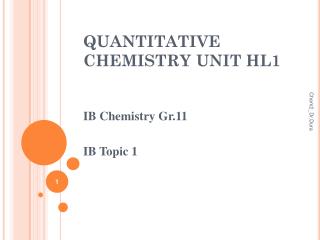 QUANTITATIVE CHEMISTRY UNIT HL1